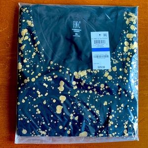 INC mens black t-shirt with gold leaf splash